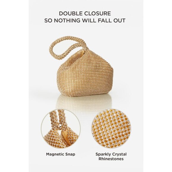 Rhinestone Clutch for Women  1920s Sparkly Triangle Evening Bag Prom Wedding - Picture 2 of 6